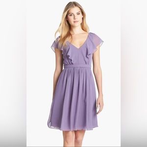 Jenny Yoo Isabel Ruffles Chiffon Fit and Flare Dress - Size 4